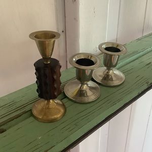 Vintage Candle Holder Lot Gold And Silver Tone Great Bundle